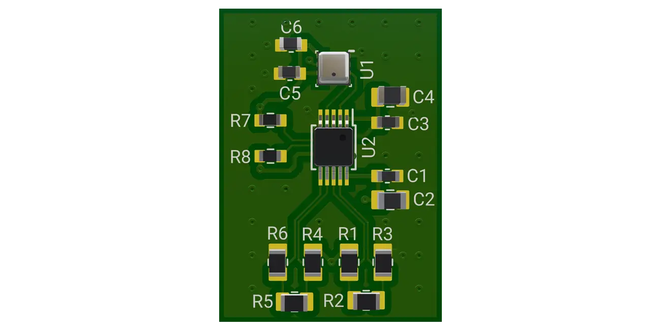 This is a reference design for PCA9615 IC 2-channel multipoint Fast-mode Plus differential I2C-bus with BME280 Humidity Temperature Sensor. Suitable for long-range I2C communication in harsh, EMI-noisy environment.