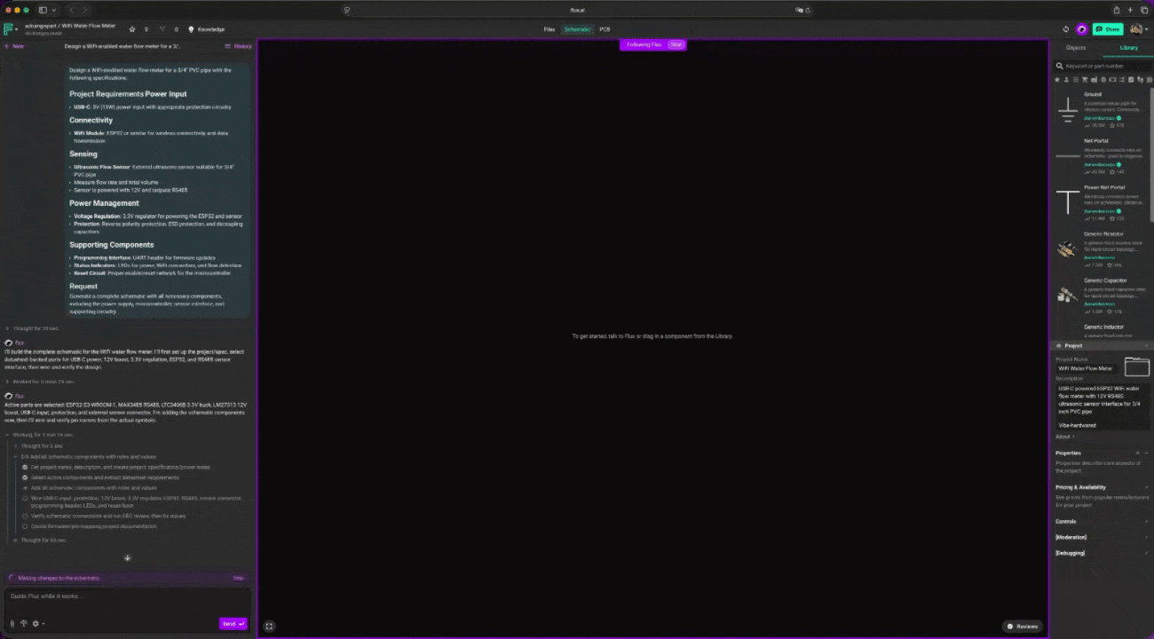 Animated demonstration of steering the Flux agent mid-run