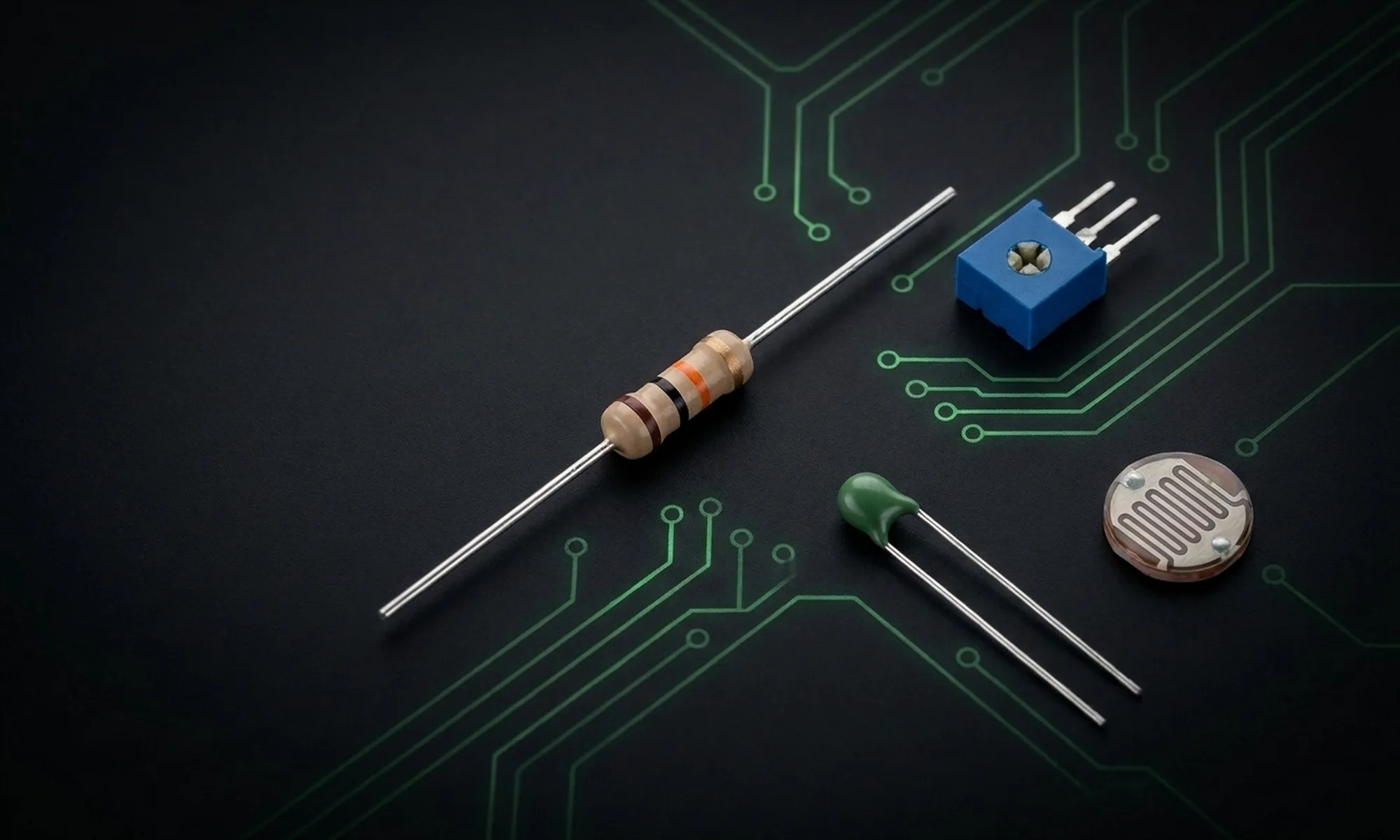 Fixed and variable resistor symbols in IEC and ANSI styles, as used in circuit schematics.
