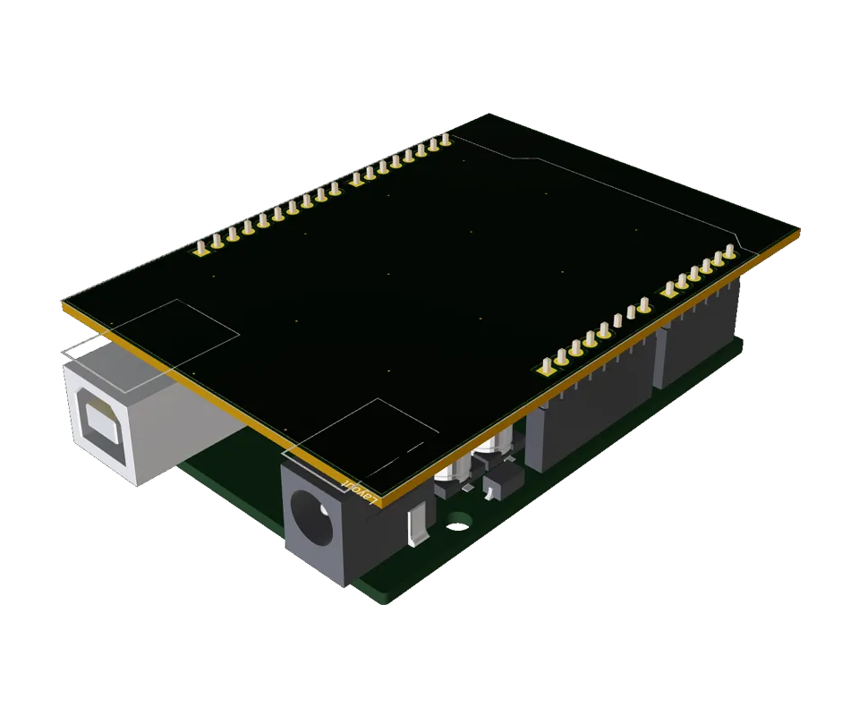 3D PCB view of Arduino Uno R3 Shield Template