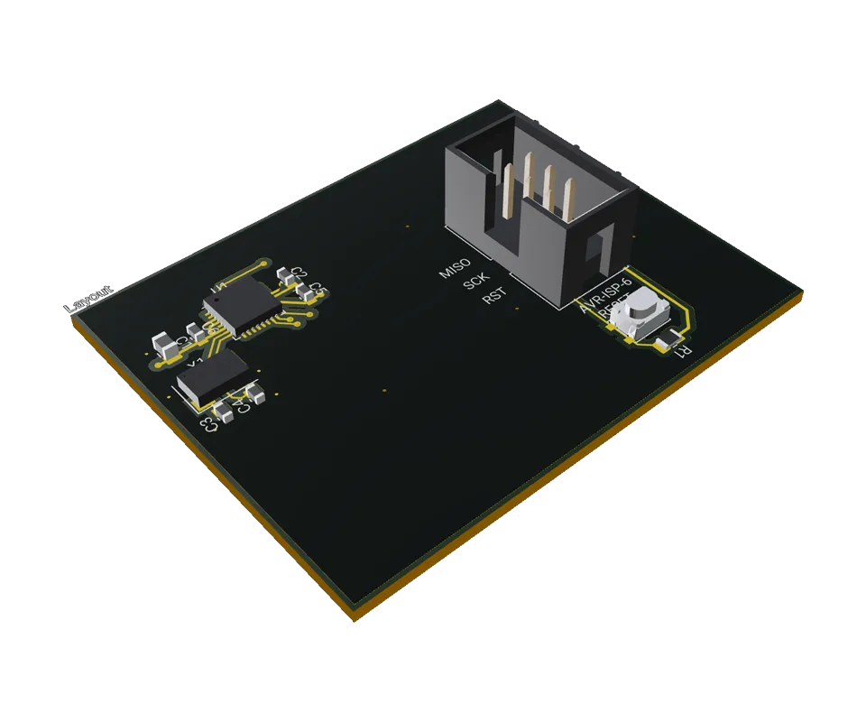 3D PCB view of Arduino ATMEGA328P-MU Template