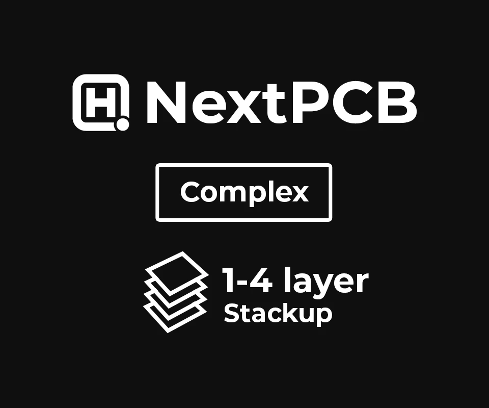 3D PCB view of NextPCB 1-4 Layer Complex Constraints