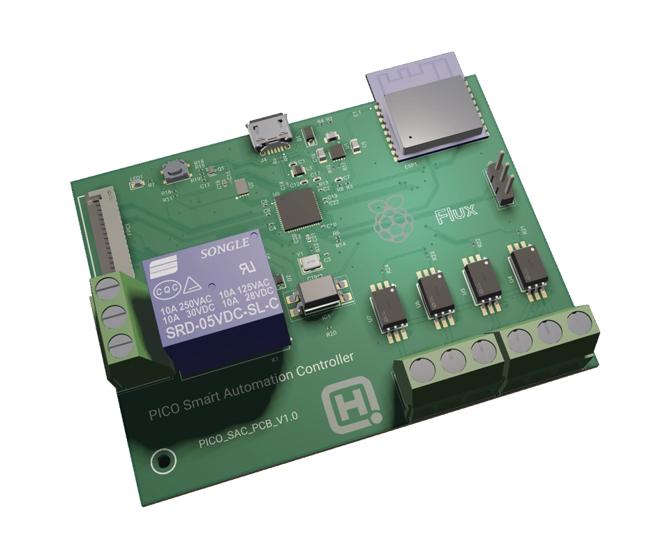 3D PCB view of PICO Smart Automation Controller