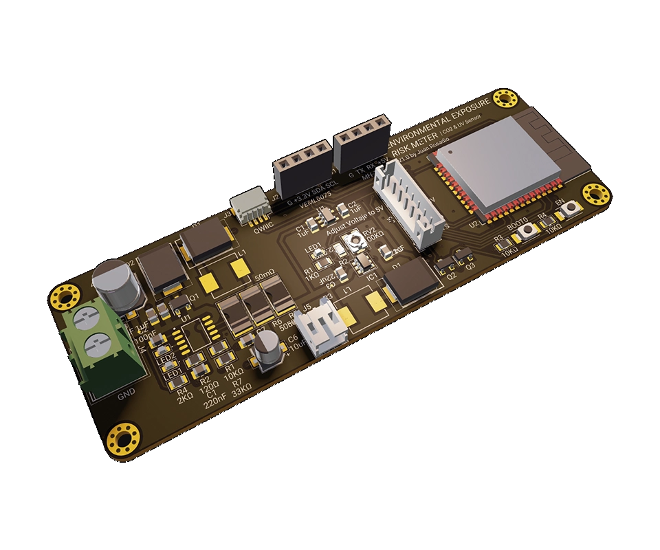 3D PCB view of Environmental Exposure Risk Meter