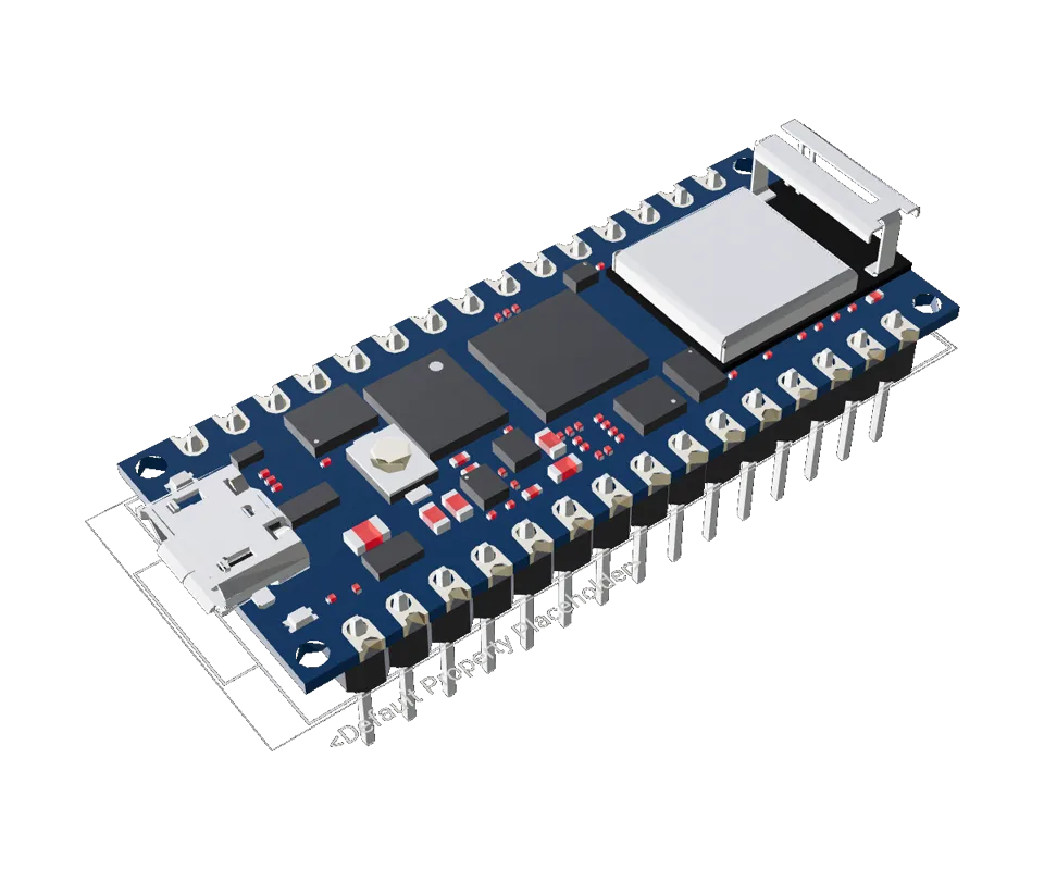 3D PCB view of Arduino Nano RP2040 Connect Template