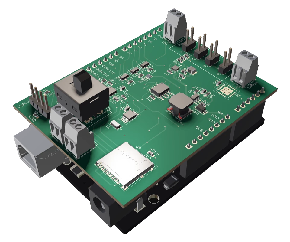 3D PCB view of SmokeSensor Shield