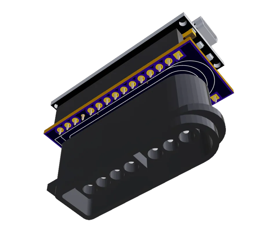 3D PCB view of SNES Controller Arduino Nano Shield