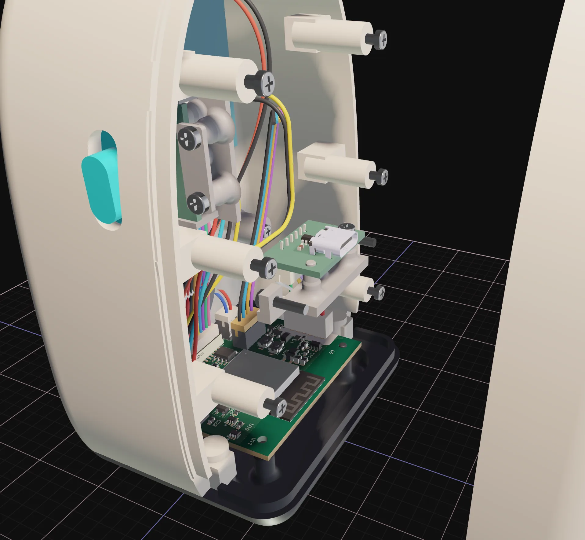Boards, enclosure, and mounts in one model